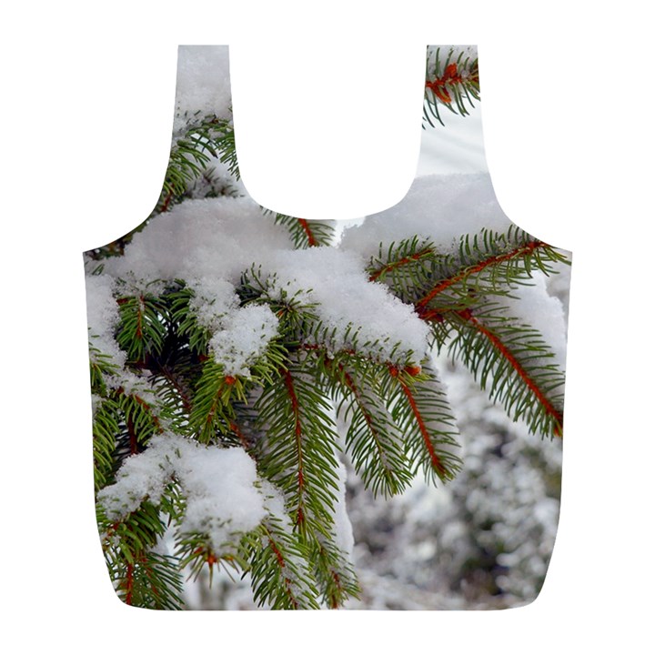 Brad Snow Winter White Green Full Print Recycle Bags (L) 