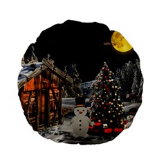 Christmas Landscape Standard 15  Premium Flano Round Cushions by Amaryn4rt