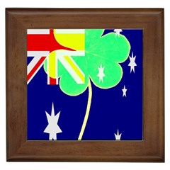 Irish Australian Australia Ireland Shamrock Funny St Patrick Flag Framed Tiles by yoursparklingshop