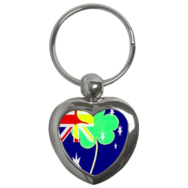 Irish Australian Australia Ireland Shamrock Funny St Patrick Flag Key Chains (Heart) 