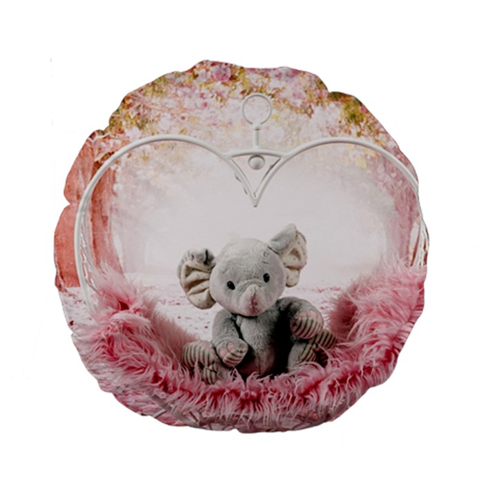 Elephant Heart Plush Vertical Toy Standard 15  Premium Round Cushions