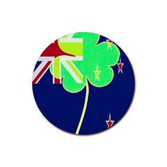 IrishShamrock New Zealand Ireland Funny St Patrick Flag Rubber Coaster (Round) 