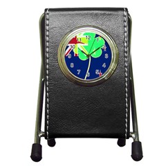 Irishshamrock New Zealand Ireland Funny St Patrick Flag Pen Holder Desk Clocks by yoursparklingshop