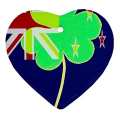 IrishShamrock New Zealand Ireland Funny St Patrick Flag Heart Ornament (2 Sides)