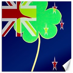 IrishShamrock New Zealand Ireland Funny St Patrick Flag Canvas 16  x 16  