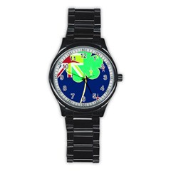 IrishShamrock New Zealand Ireland Funny St Patrick Flag Stainless Steel Round Watch