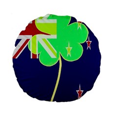 IrishShamrock New Zealand Ireland Funny St Patrick Flag Standard 15  Premium Flano Round Cushions