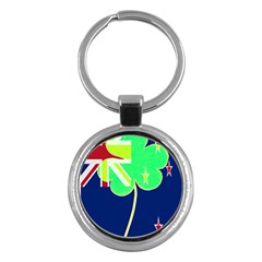 Irish Shamrock New Zealand Ireland Funny St Patrick Flag Key Chains (Round) 