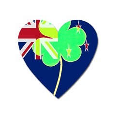 Irish Shamrock New Zealand Ireland Funny St Patrick Flag Heart Magnet by yoursparklingshop