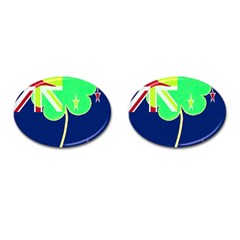 Irish Shamrock New Zealand Ireland Funny St Patrick Flag Cufflinks (Oval)