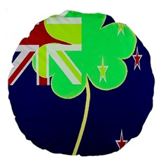 Irish Shamrock New Zealand Ireland Funny St Patrick Flag Large 18  Premium Round Cushions by yoursparklingshop