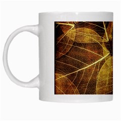 Leaves Autumn Texture Brown White Mugs by Amaryn4rt