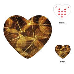 Leaves Autumn Texture Brown Playing Cards (heart)  by Amaryn4rt