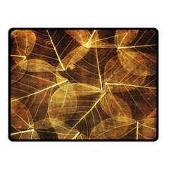 Leaves Autumn Texture Brown Double Sided Fleece Blanket (small)  by Amaryn4rt