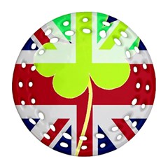 Irish British Shamrock United Kingdom Ireland Funny St  Patrick Flag Round Filigree Ornament (2side) by yoursparklingshop