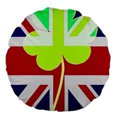 Irish British Shamrock United Kingdom Ireland Funny St  Patrick Flag Large 18  Premium Round Cushions by yoursparklingshop