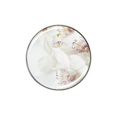 Orchids Flowers White Background Hat Clip Ball Marker by Amaryn4rt
