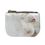 Orchids Flowers White Background Mini Coin Purses Front