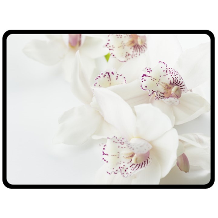 Orchids Flowers White Background Double Sided Fleece Blanket (Large) 