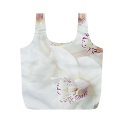 Orchids Flowers White Background Full Print Recycle Bags (m) 