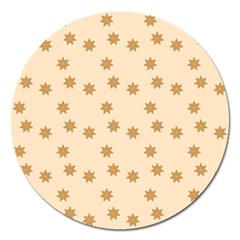 Pattern Gingerbread Star Magnet 5  (Round)