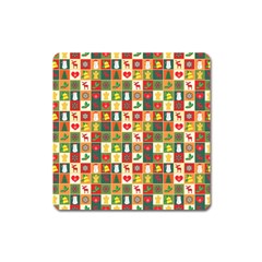 Pattern Christmas Patterns Square Magnet by Amaryn4rt