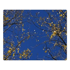 Poplar Foliage Yellow Sky Blue Double Sided Flano Blanket (large)  by Amaryn4rt