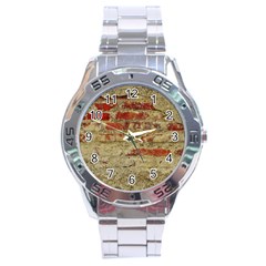 Wall Plaster Background Facade Stainless Steel Analogue Watch by Amaryn4rt