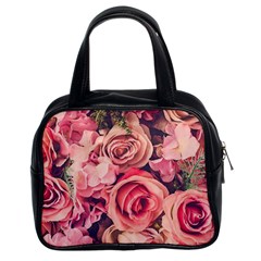 Beautiful Pink Roses Classic Handbags (2 Sides) by Brittlevirginclothing