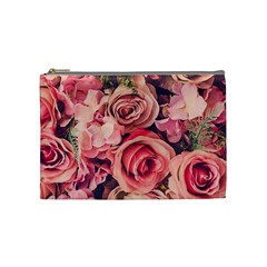 Beautiful Pink Roses Cosmetic Bag (medium)  by Brittlevirginclothing