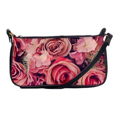 Beautiful Pink Roses Shoulder Clutch Bags by Brittlevirginclothing