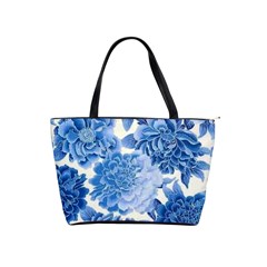 Blue Toned Flowers Shoulder Handbags by Brittlevirginclothing