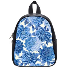 Blue Toned Flowers School Bags (small)  by Brittlevirginclothing