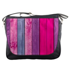 Pink Colored Wood Messenger Bags by Brittlevirginclothing