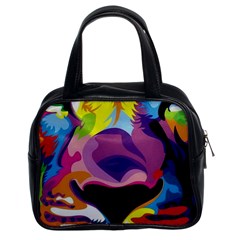 Colorful Lion s Face  Classic Handbags (2 Sides) by Brittlevirginclothing