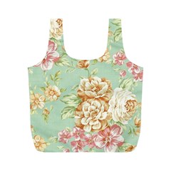 Vintage Pastel Flowers Full Print Recycle Bags (m)  by Brittlevirginclothing