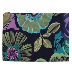 Lila Toned Flowers Cosmetic Bag (xxl)  by Brittlevirginclothing
