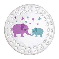 Elephant Love Round Filigree Ornament (two Sides) by Valentinaart