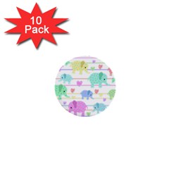 Elephant pastel pattern 1  Mini Buttons (10 pack) 