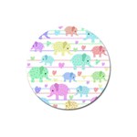 Elephant pastel pattern Magnet 3  (Round) Front