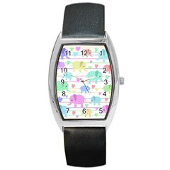 Elephant pastel pattern Barrel Style Metal Watch