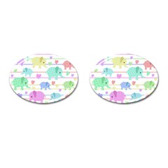 Elephant pastel pattern Cufflinks (Oval)
