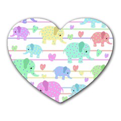 Elephant pastel pattern Heart Mousepads