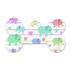 Elephant pastel pattern Dog Tag Bone (Two Sides)