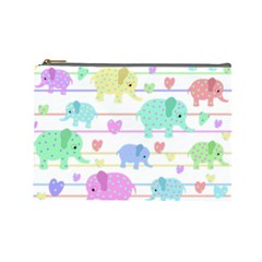 Elephant pastel pattern Cosmetic Bag (Large) 