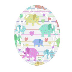 Elephant pastel pattern Ornament (Oval Filigree)