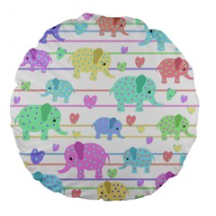 Elephant pastel pattern Large 18  Premium Flano Round Cushions