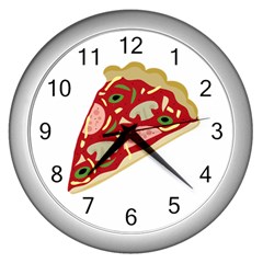 Pizza slice Wall Clocks (Silver) 