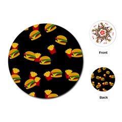 Hamburgers And French Fries Pattern Playing Cards (round)  by Valentinaart