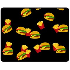 Hamburgers And French Fries Pattern Fleece Blanket (medium)  by Valentinaart